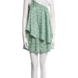 One-Shoulder Green Floral Romper